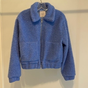 Angel Kiss Sherpa Jacket Blue Sz XS Preowned Full Zip‎ 2 front pockets Excellent